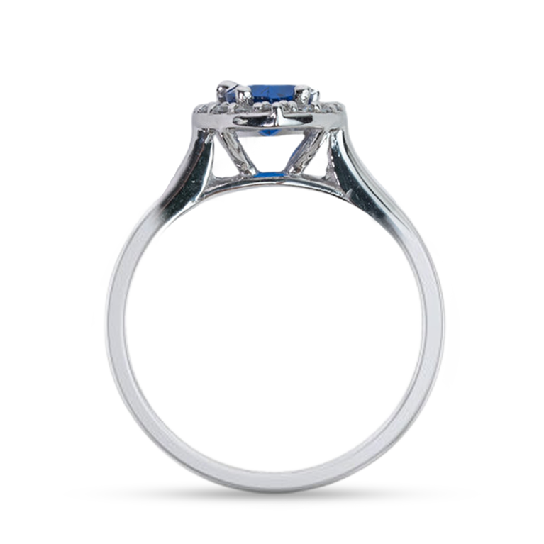 Pear Halo Blue CZ Engagement