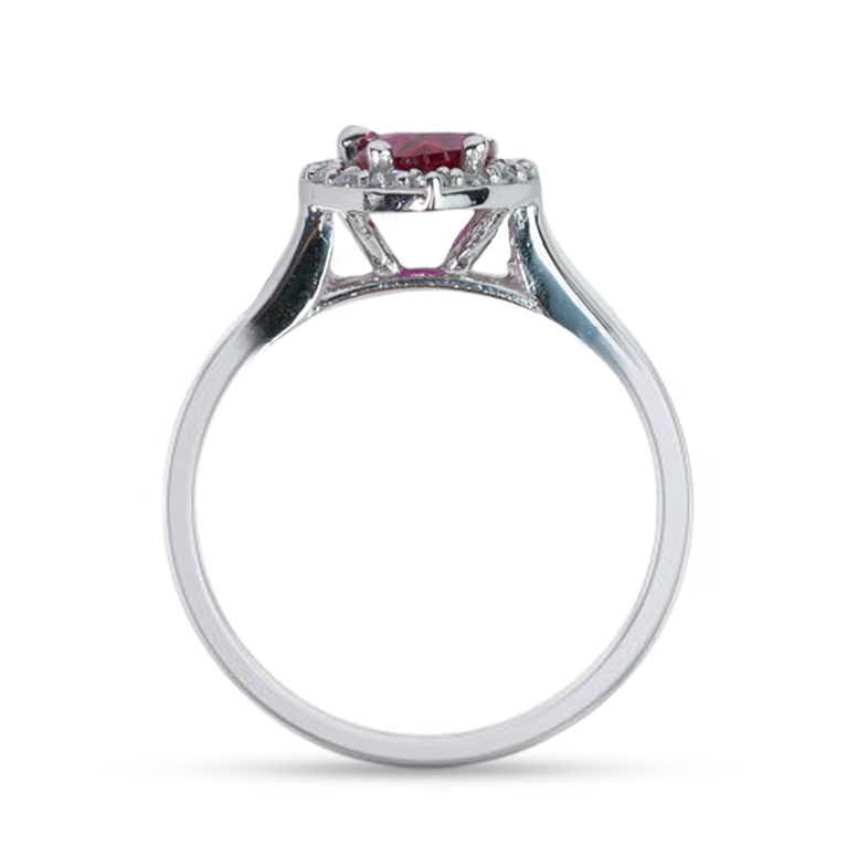 Pear Red CZ Halo Engagement