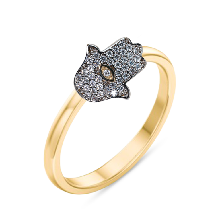 Hamsa Cubic Zirconia Ring