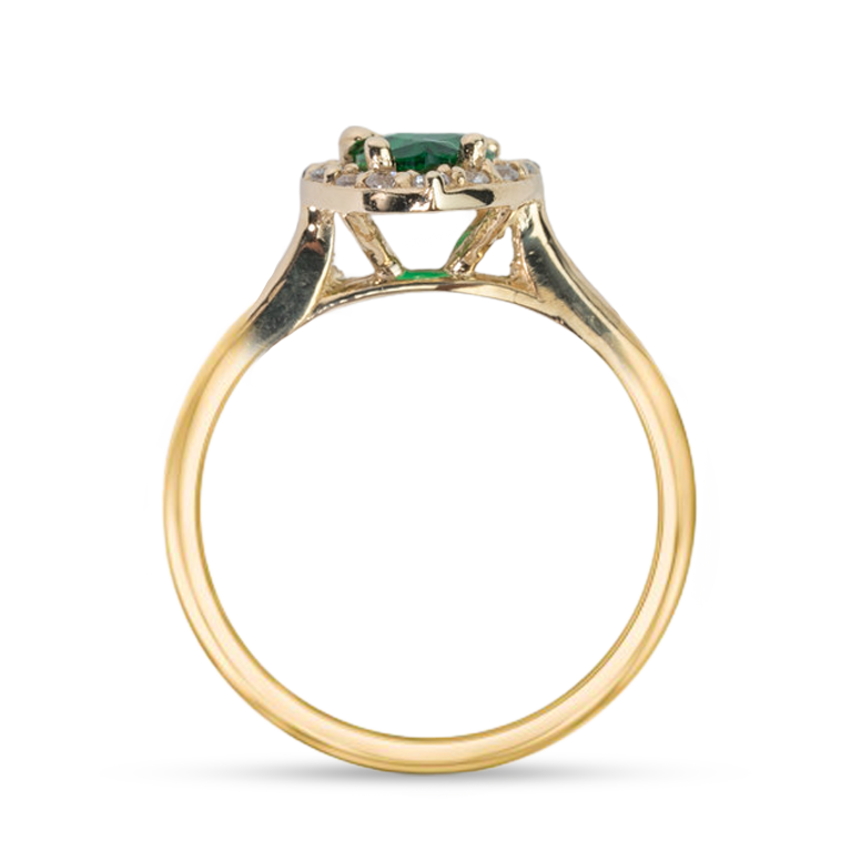 Emerald CZ Halo Pear Shape Ring