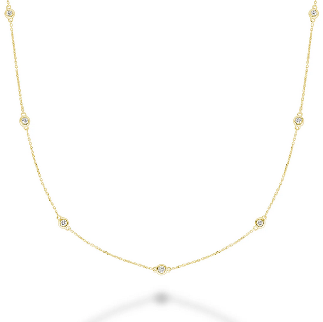 "Diamonds by the Bezel" Necklace In 14k Gold