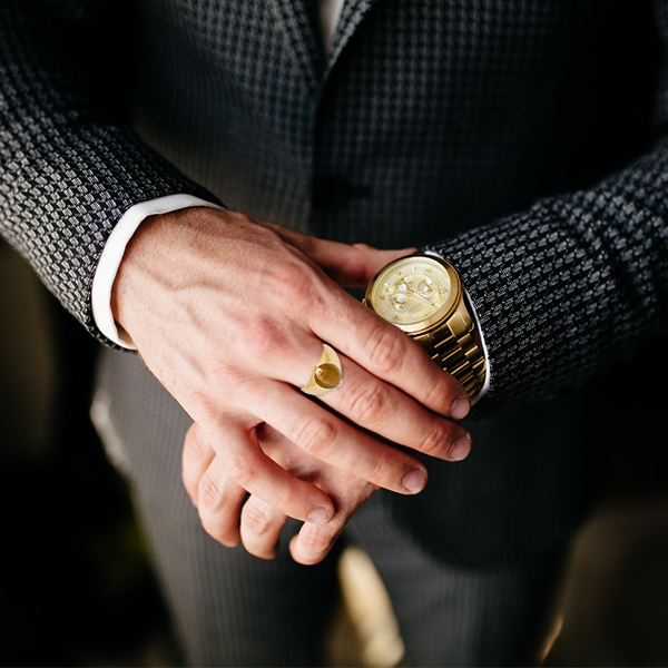 Blue Ice Men's Ring In Yellow Gold