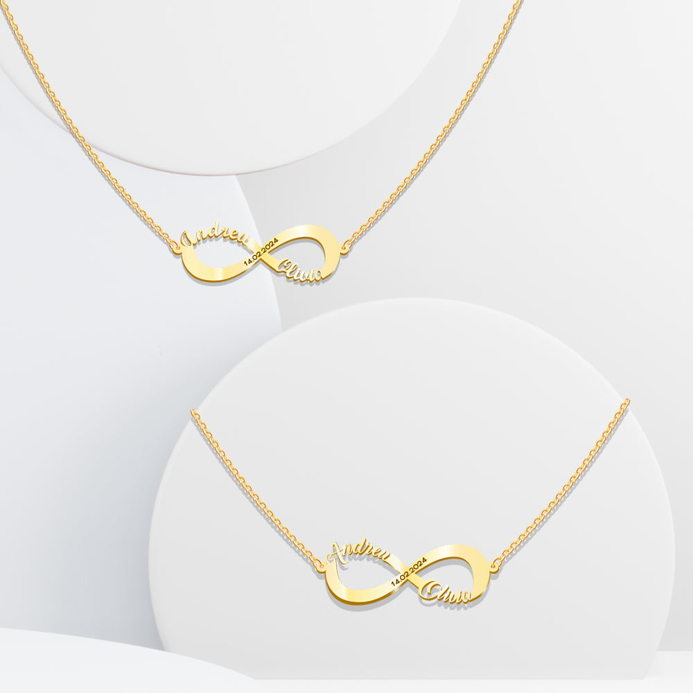 'Together Forever' Personalized Two Names Infinity Necklace