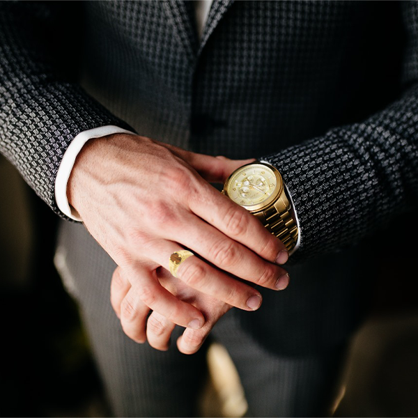 Mini Tiger Eye Men's Gold Ring