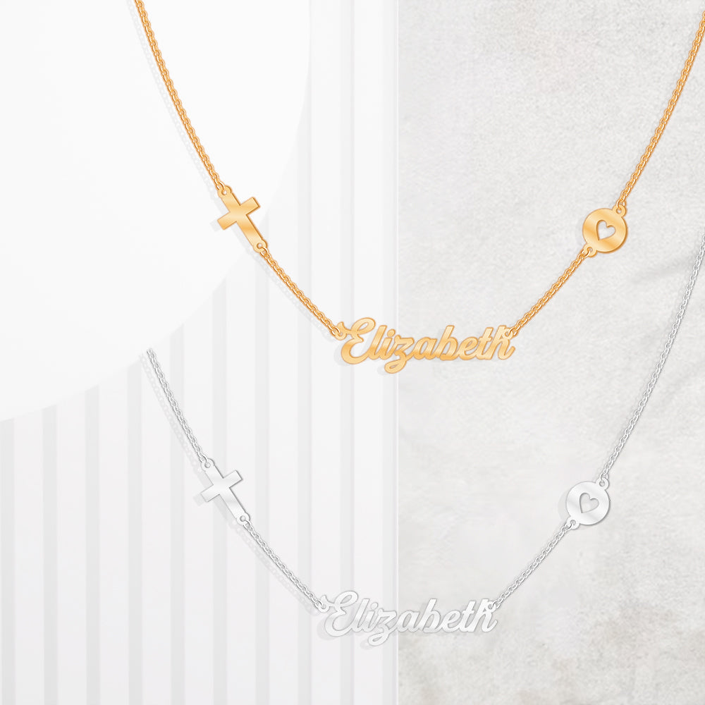 Personalized Name Necklace With 2 Charms