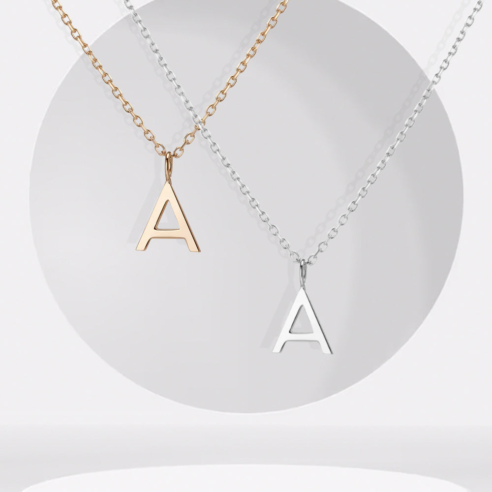 Initial Necklace in Yellow & White Gold