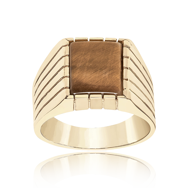 Golden Striped Majesty Men's Gold Ring