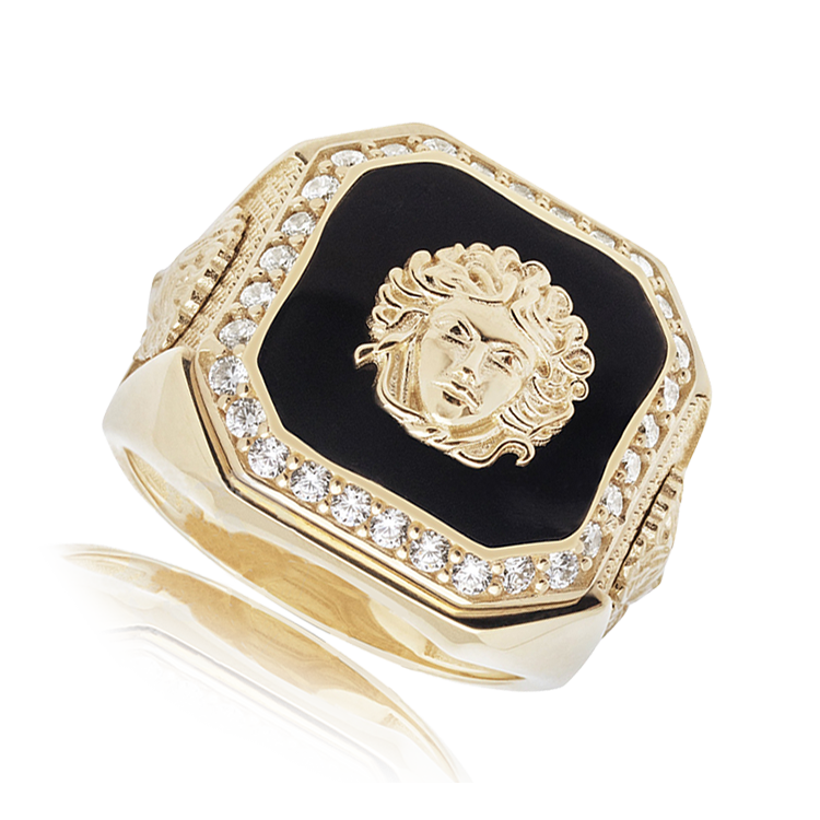 Medusa Man RIng In Yellow Gold