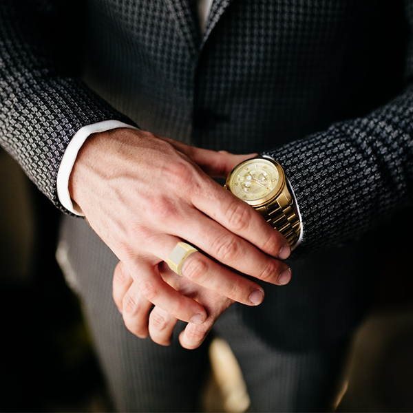 Brushed Finish Men's Bold Ring