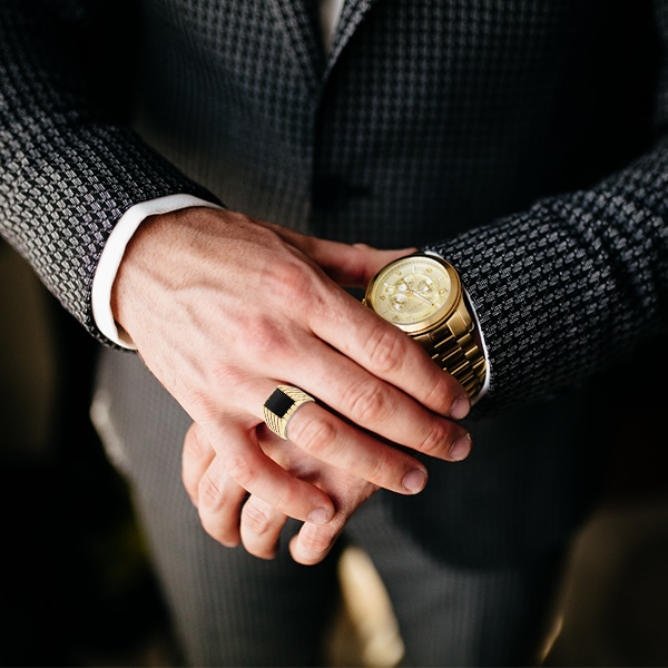 Golden Striped Majesty Men's Gold Ring