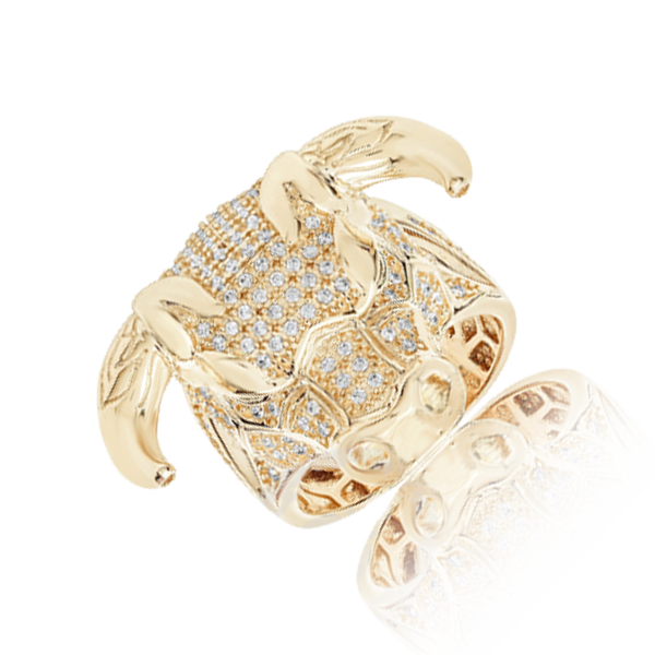 Dazzling CZ Bull Men's Gold Ring