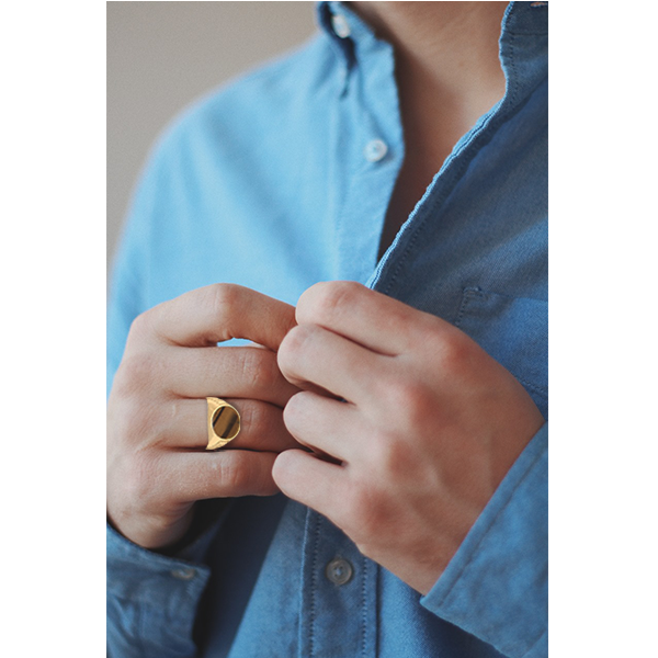 Round Tiger Eye Men Ring