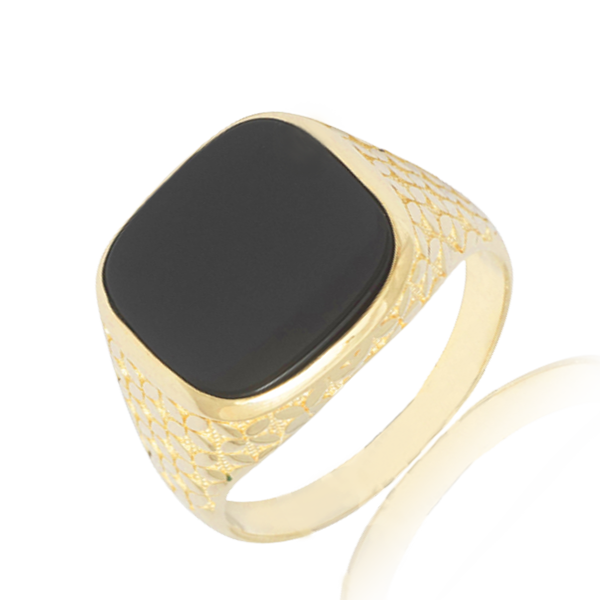 Black Onyx Gold Men Ring