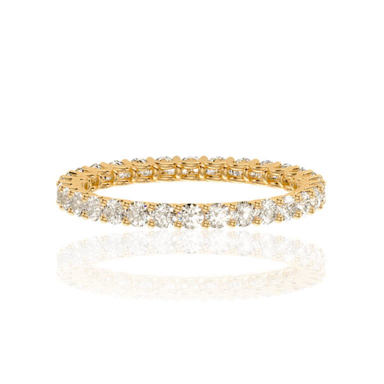 Riviera Diamond Eternity Ring (3ct, Wt.) In White, Yellow or Rose Gold