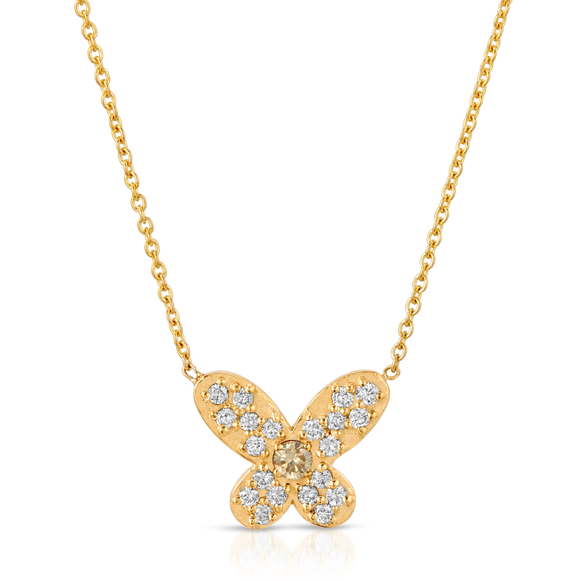 “Papillon” 14-karat gold butterfly necklace with diamonds