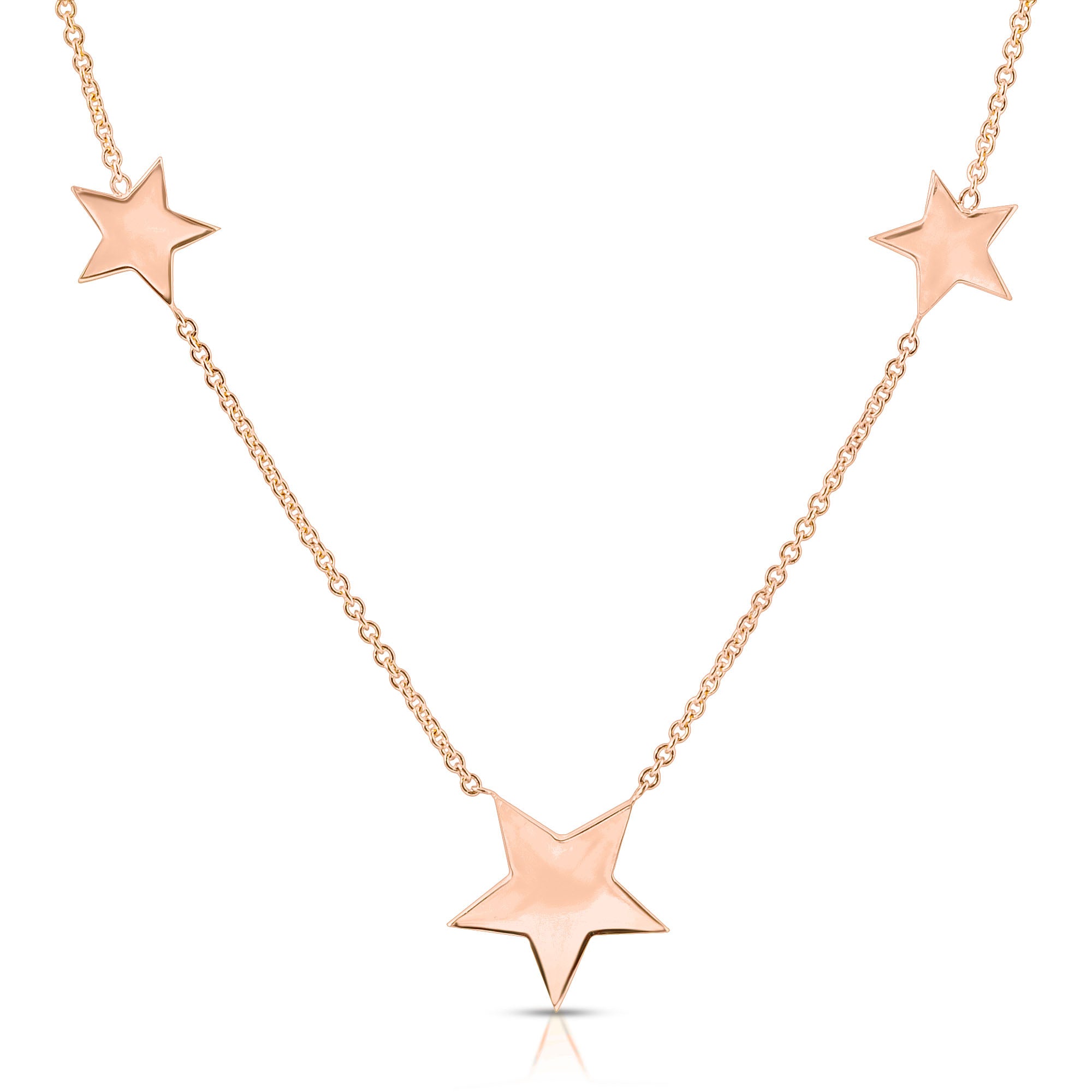 “Esme constellation” 14-karat gold star three station necklace