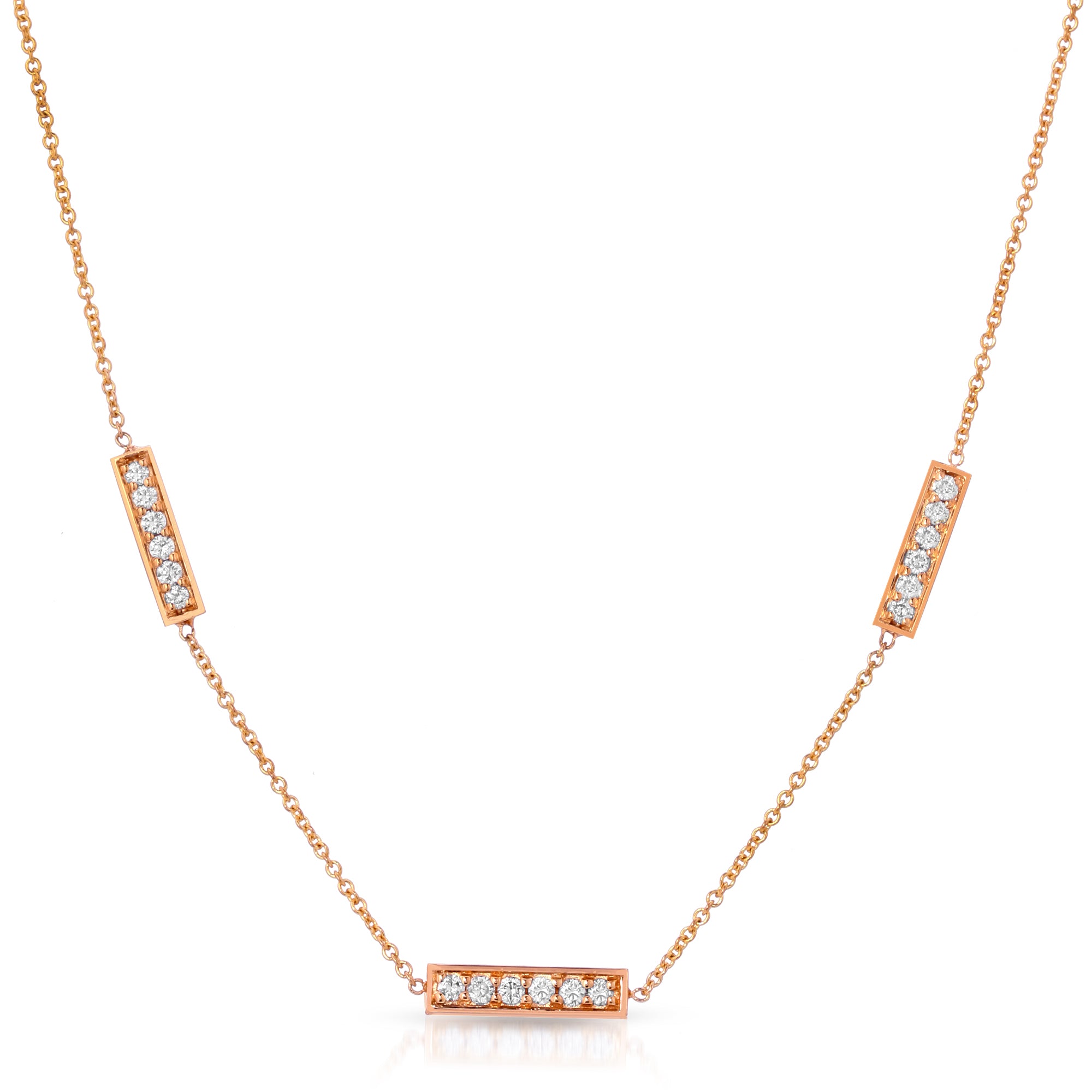 “Brittany bouquet” 14-karat gold bar three station necklace with diamonds