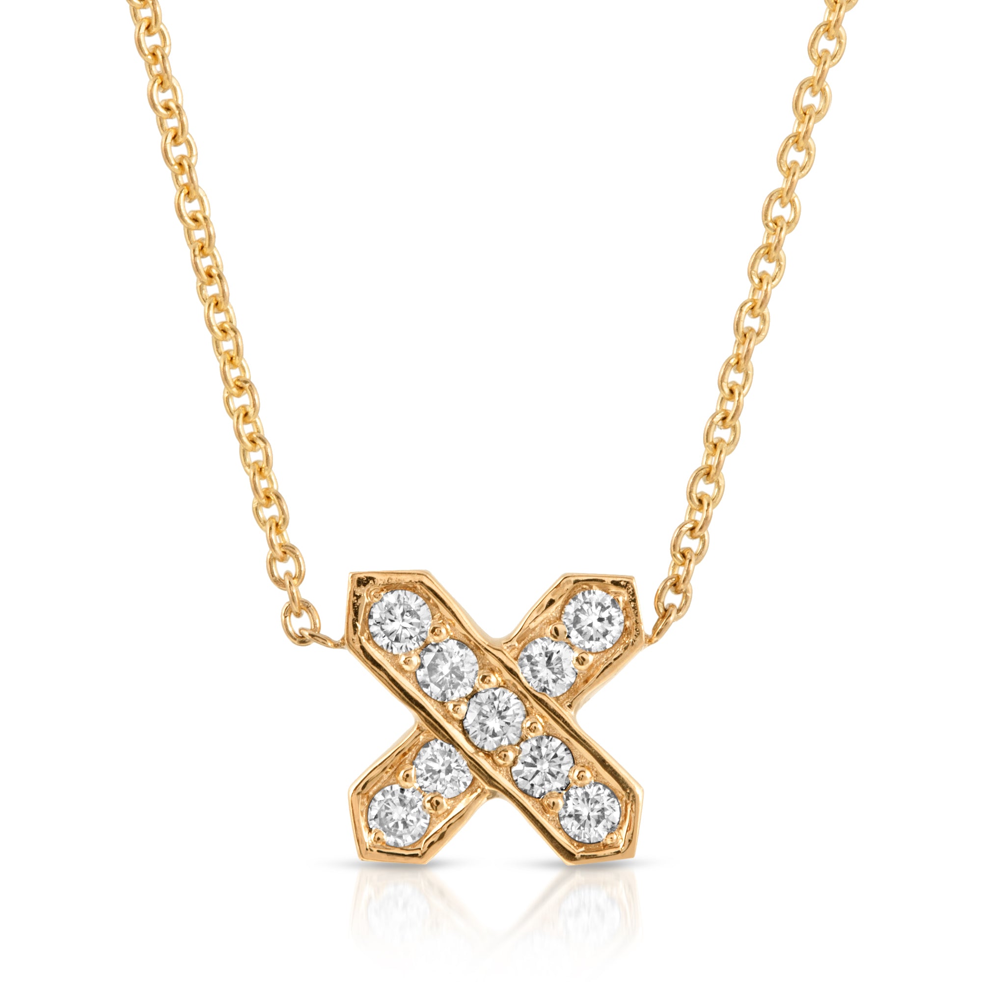 “Equis” 14-karat gold X necklace with diamonds