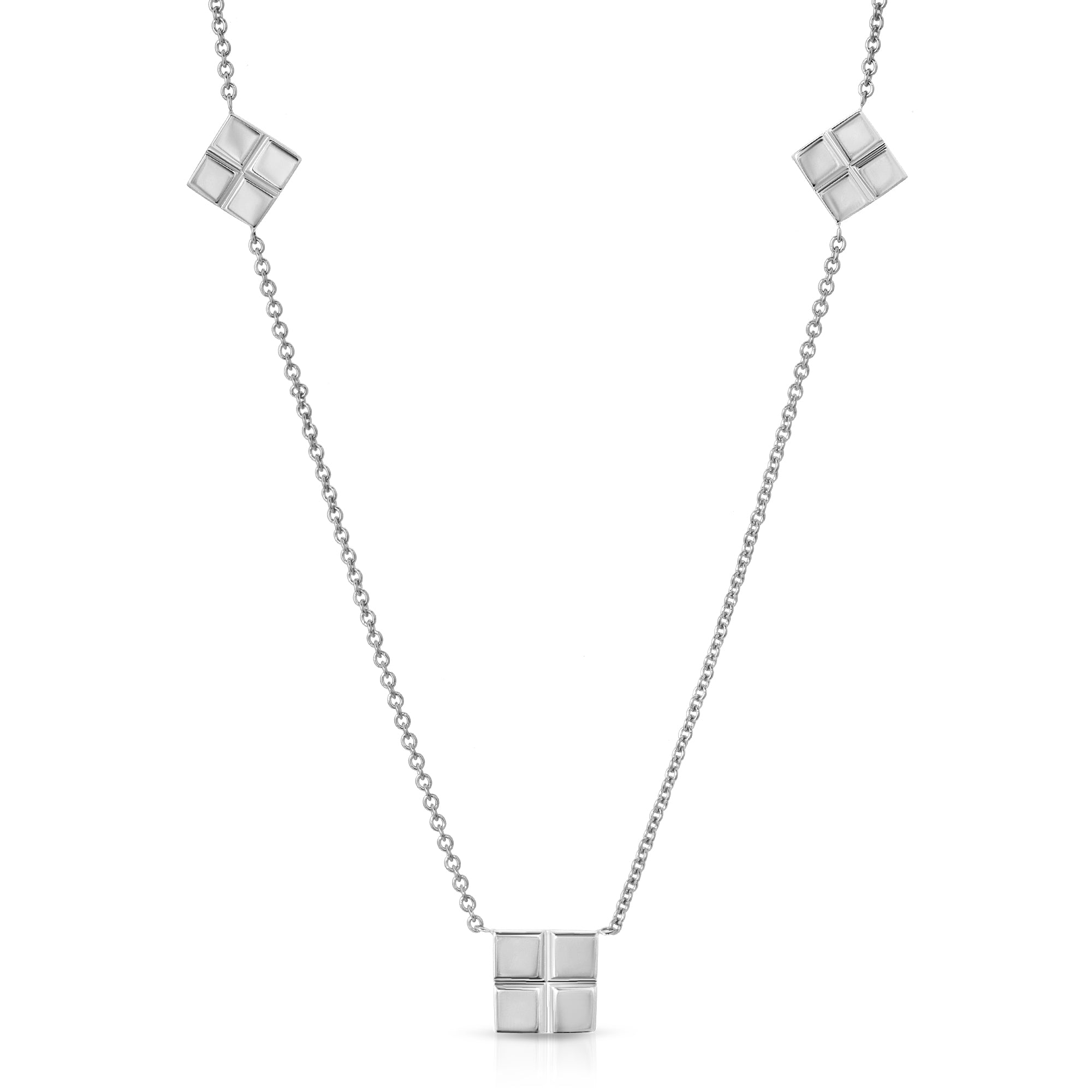 “Jeanie bouquet” 14-karat gold square three station necklace