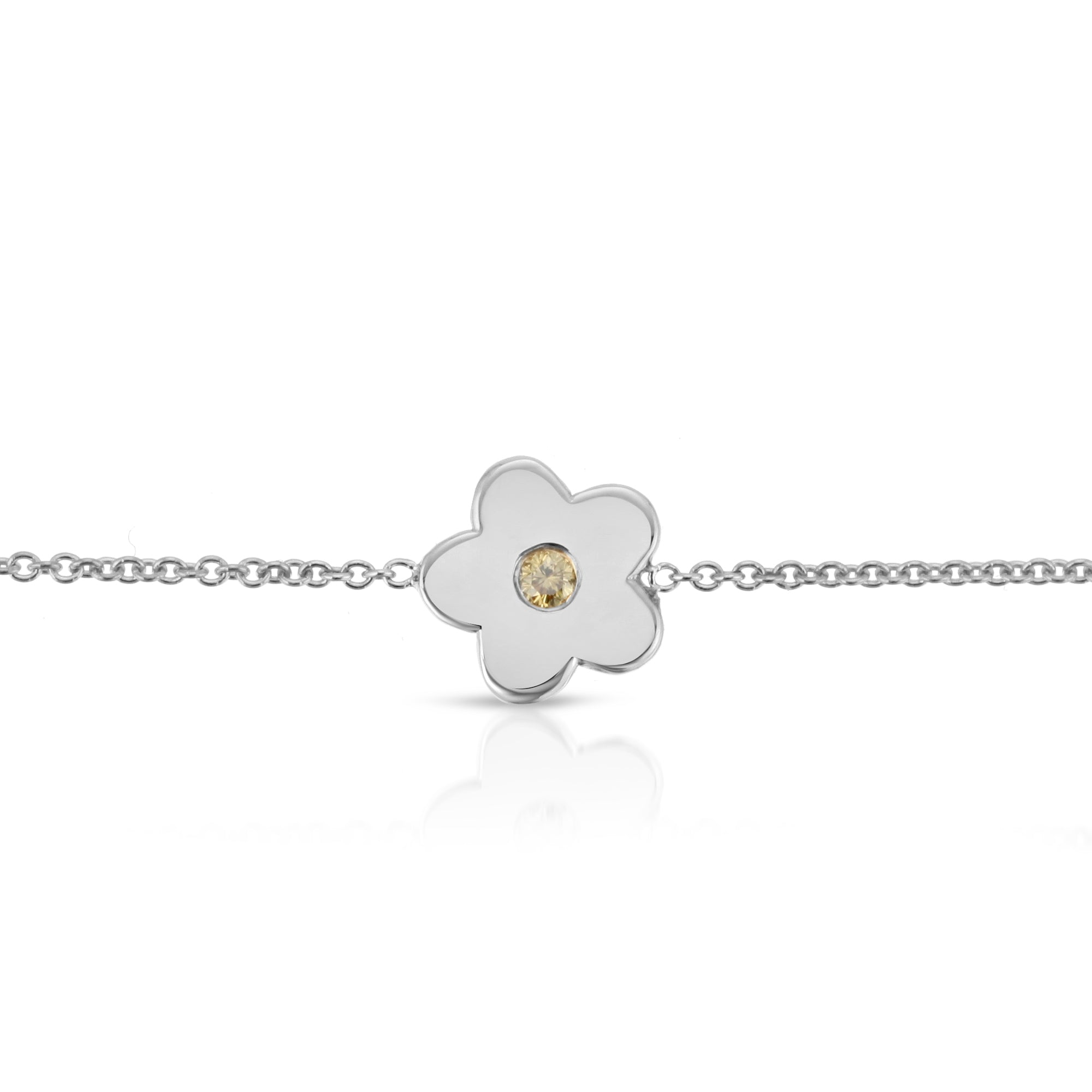 Fleur délicate” 14-karat gold flower bracelet with diamond