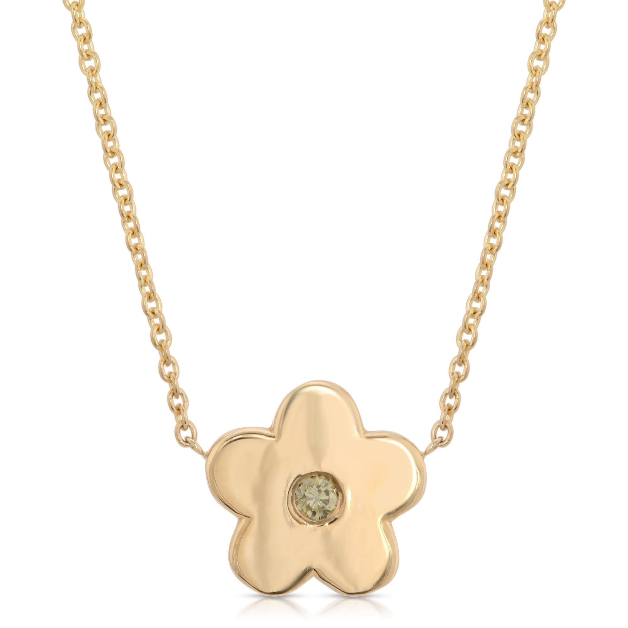 “Fleur délicate” 14-karat gold flower necklace with diamond