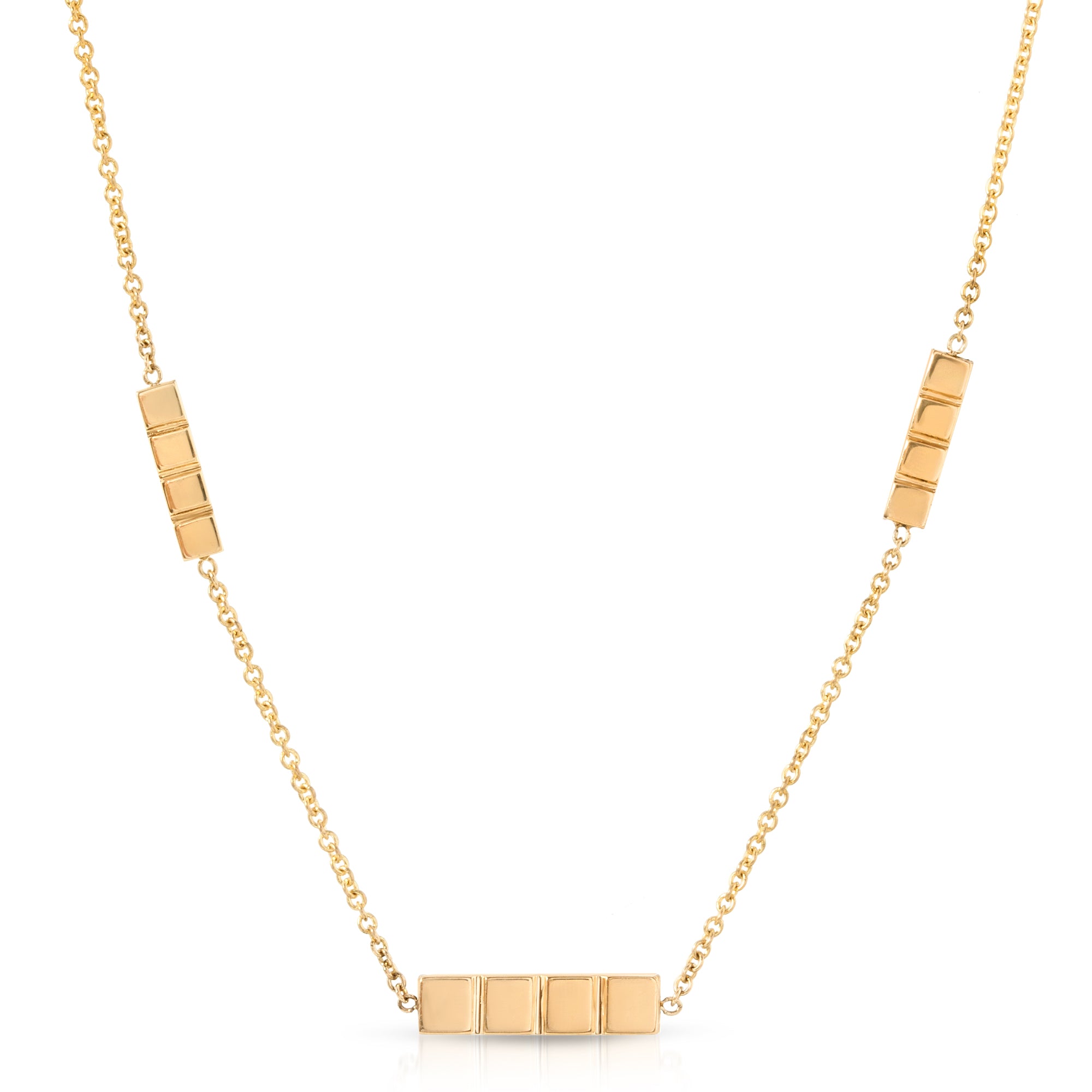 “Arabella bouquet” 14-karat gold thin bar three station necklace