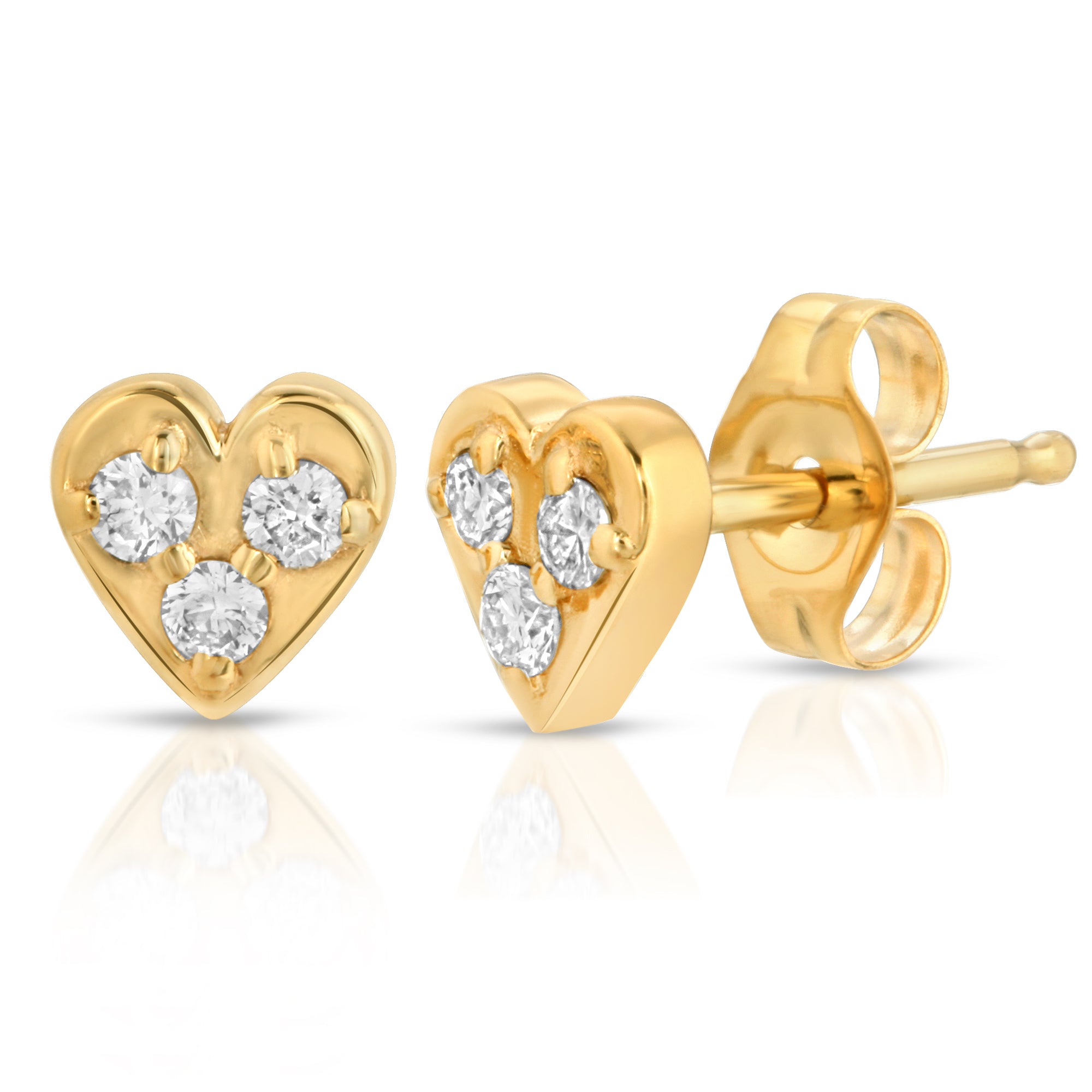 “Couer” 14-karat gold heart stud earring with diamonds