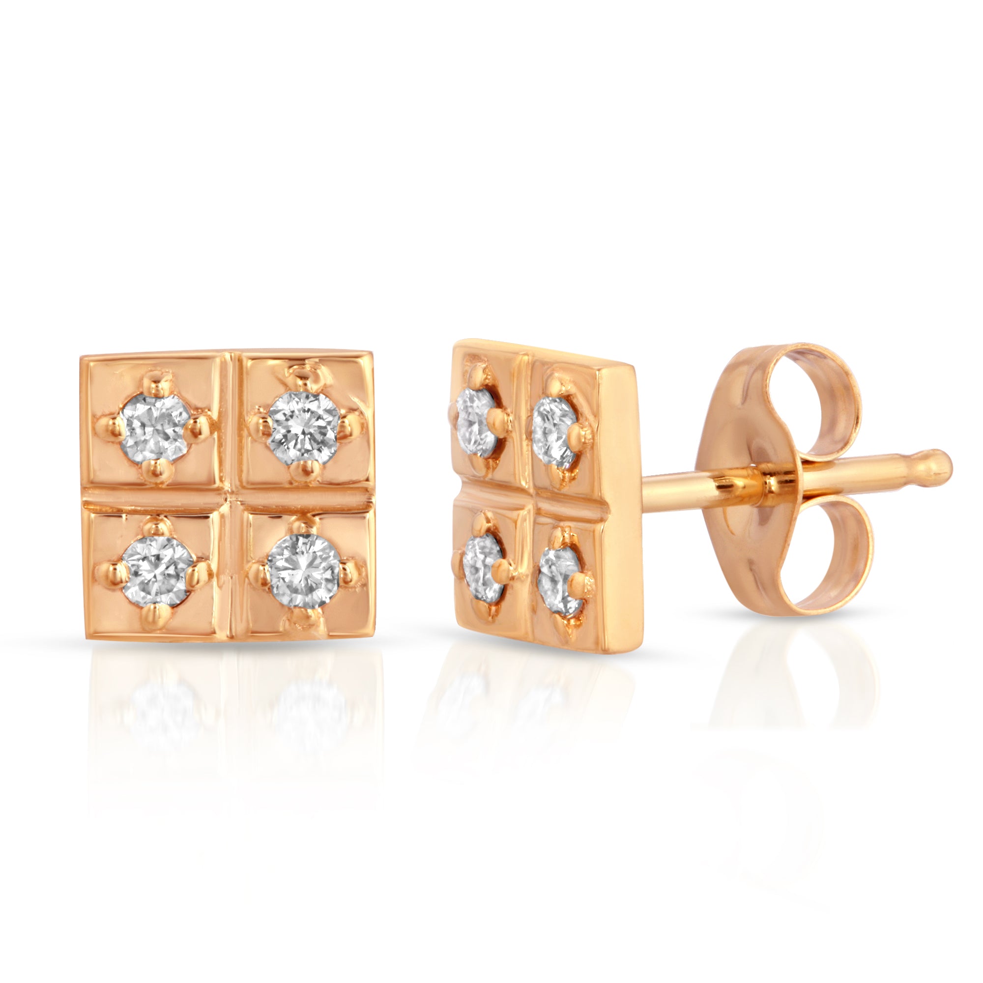 “Camille” 14-karat gold square earring with diamonds