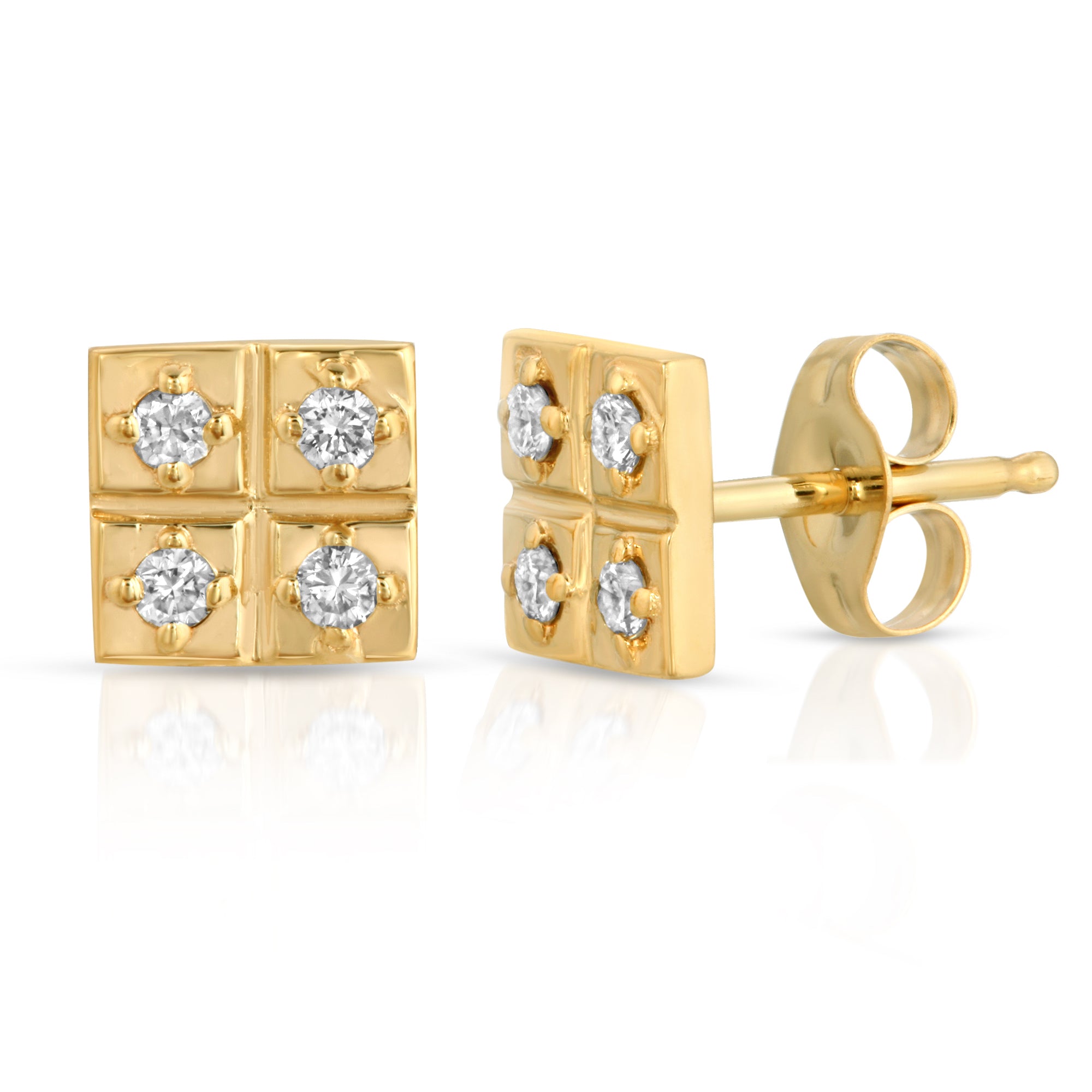 “Camille” 14-karat gold square earring with diamonds