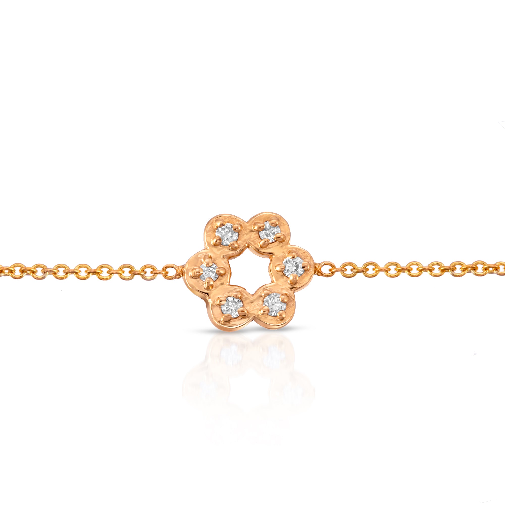 “Helene” 14-karat gold flower bracelet with diamonds