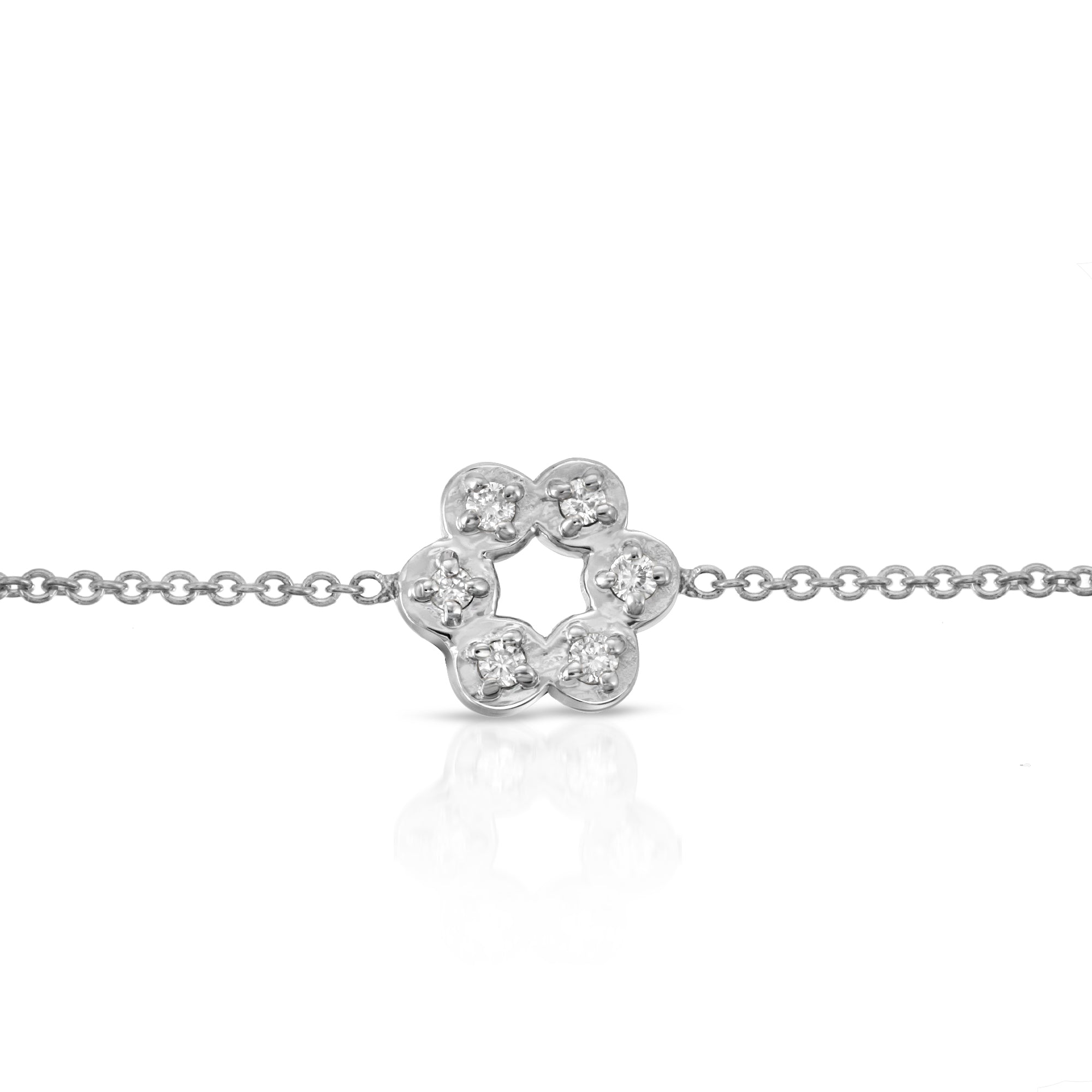 “Helene” 14-karat gold flower bracelet with diamonds