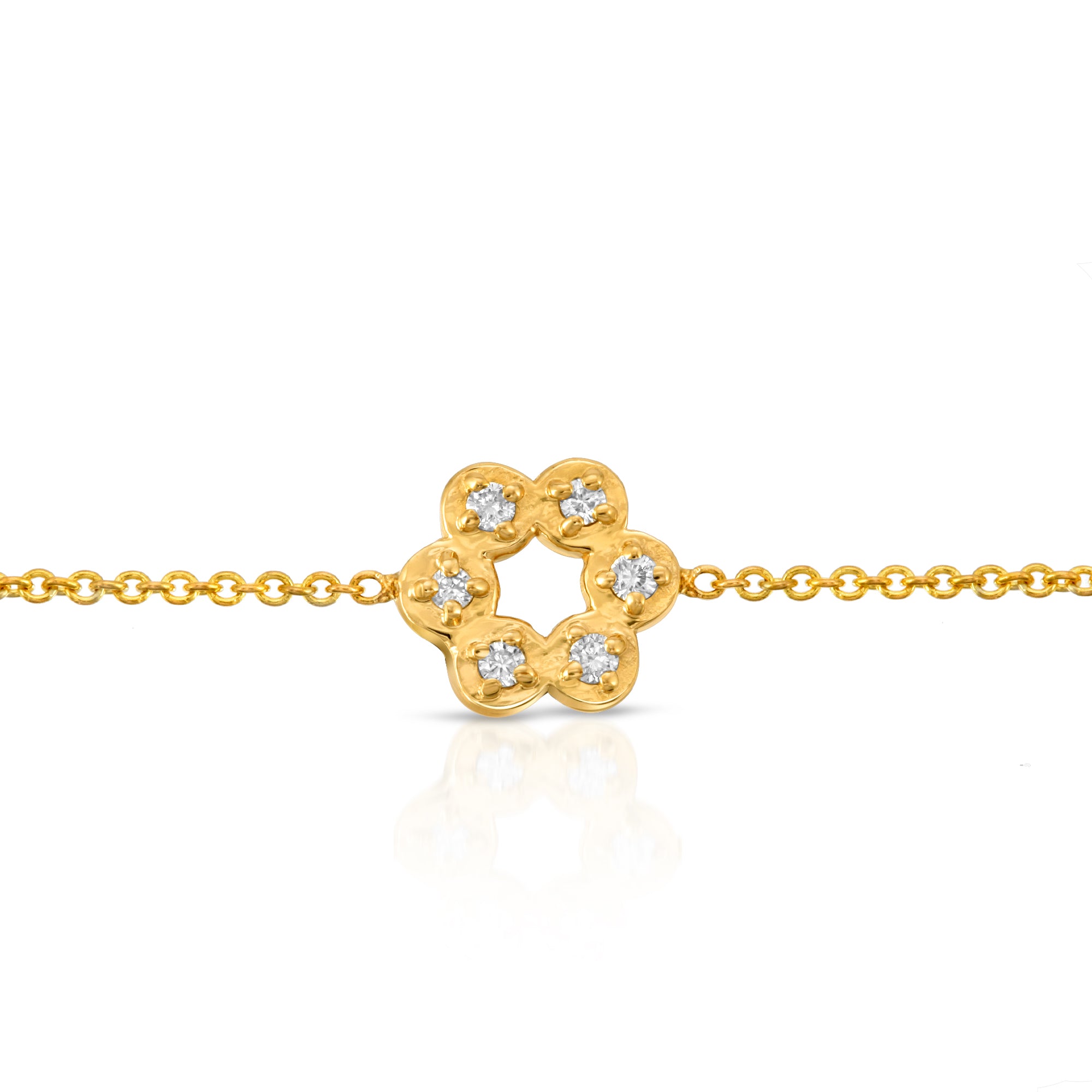 “Helene” 14-karat gold flower bracelet with diamonds